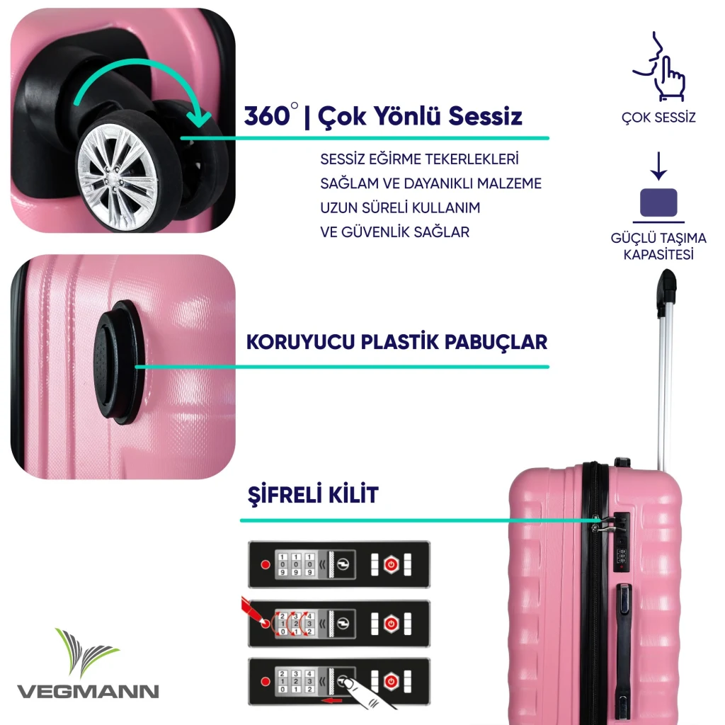 Vegmann Delphin Pembe Büyük Boy Valiz