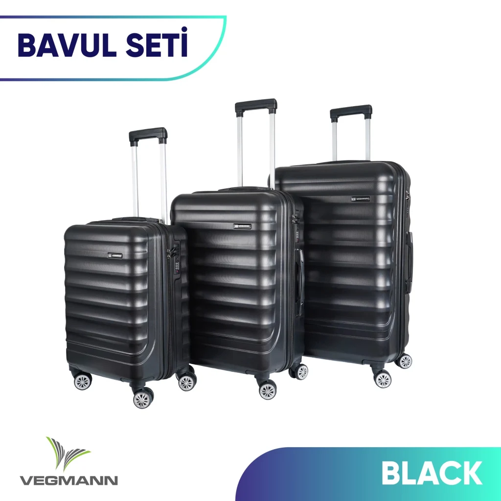 Vegmann Delphin Siyah 3 lü Valiz seti
