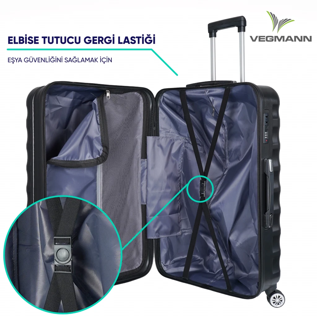 Vegmann Delphin Siyah Büyük Boy Valiz