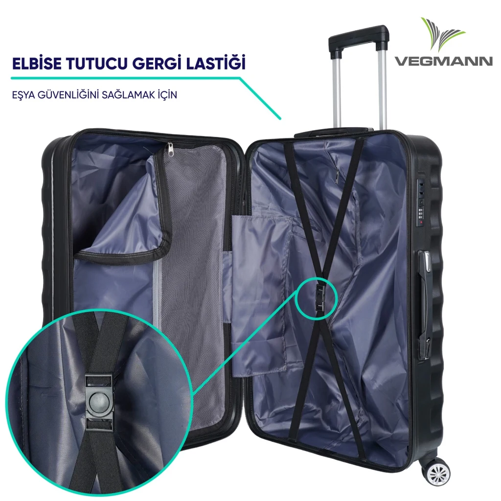 Vegmann Delphin Siyah Orta Boy Valiz