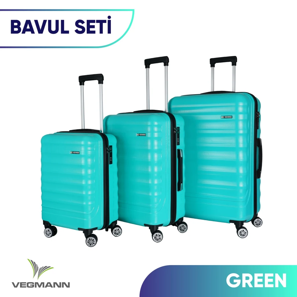 Vegmann Delphin Su Yeşili 3 lü Valiz seti