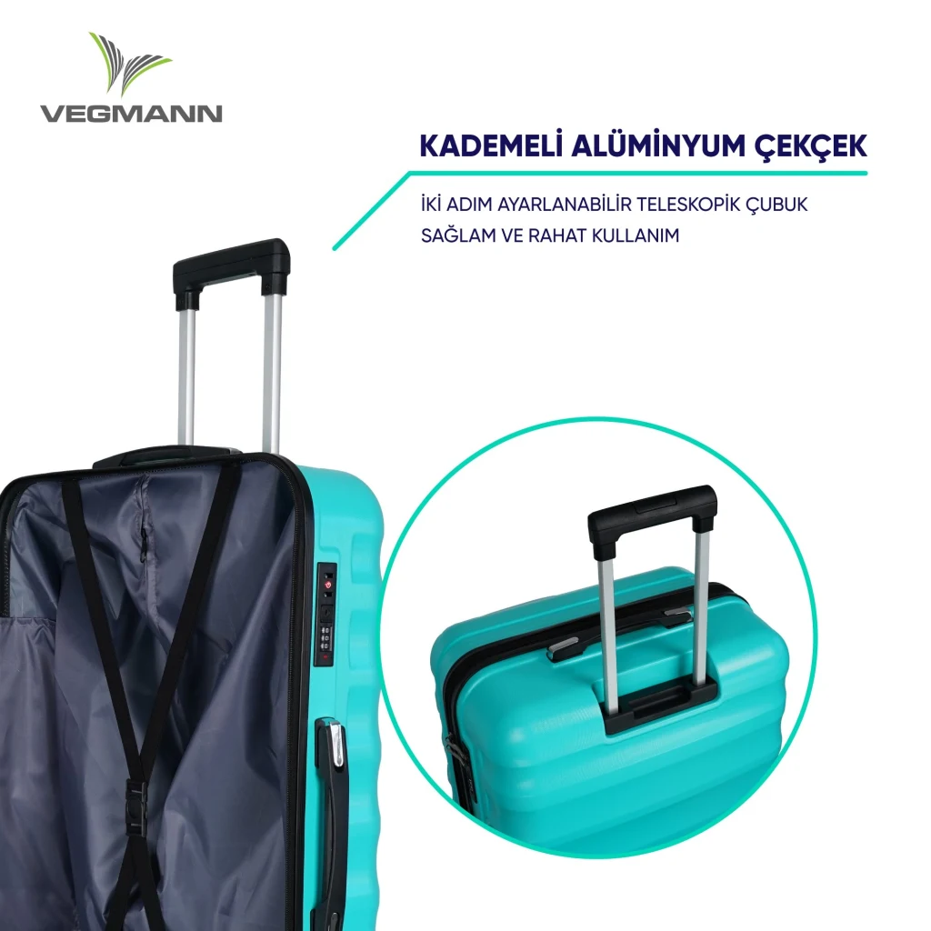 Vegmann Delphin Su Yeşili 3 lü Valiz seti