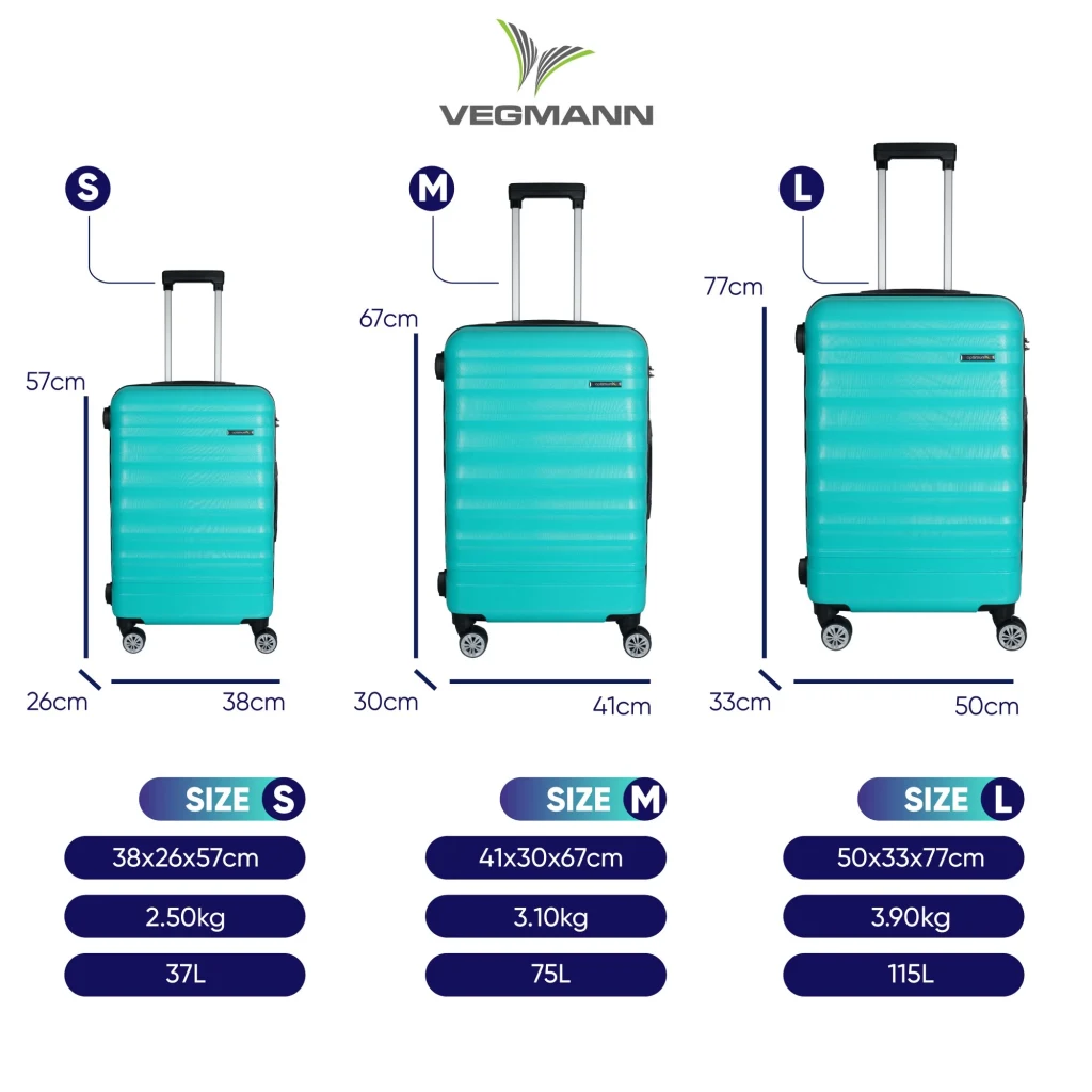 Vegmann Delphin Su Yeşili 3 lü Valiz seti