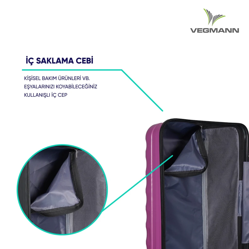 Vegmann Delphin Violet 3 lü Valiz seti