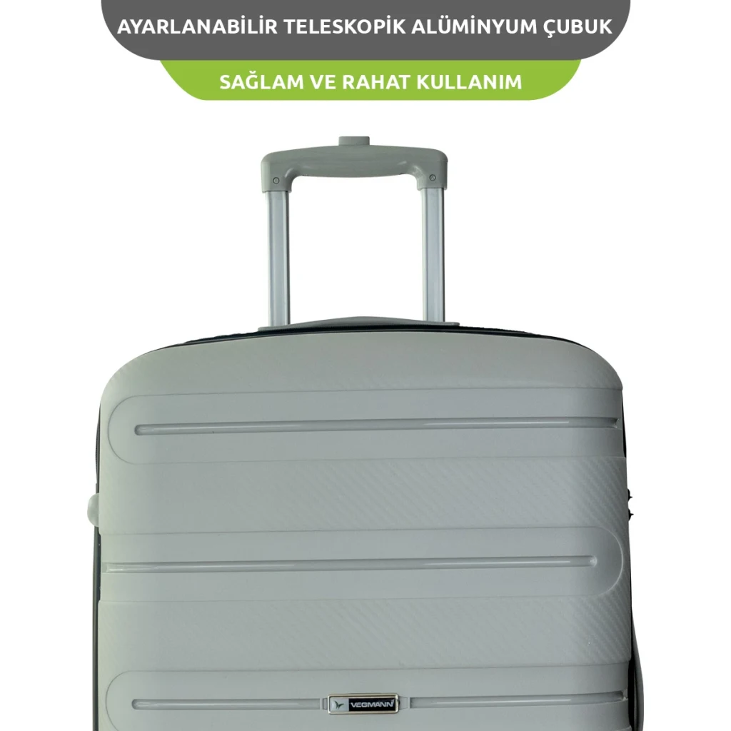 Vegmann Polipropilen (PP) Atlas Gri Büyük Boy Valiz