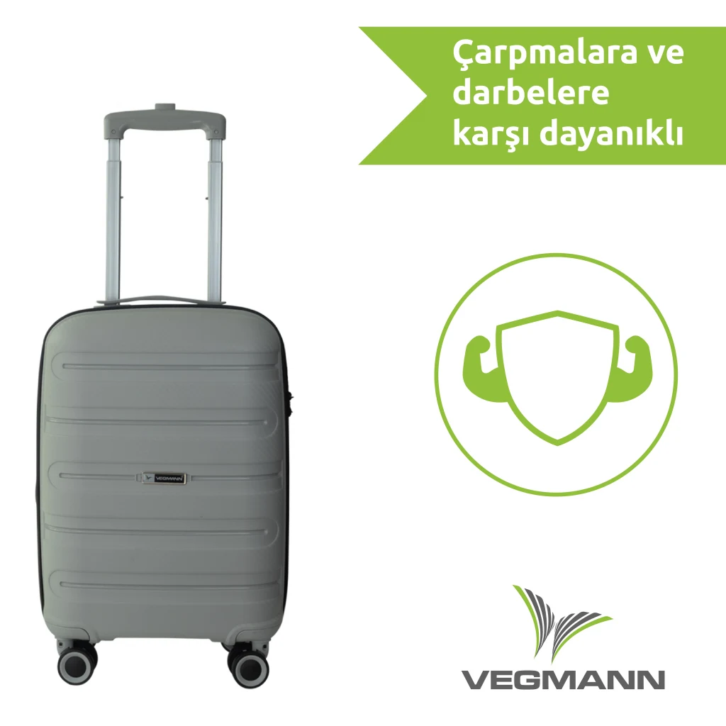 Vegmann Polipropilen (PP) Atlas Gri Kabin Boy Valiz