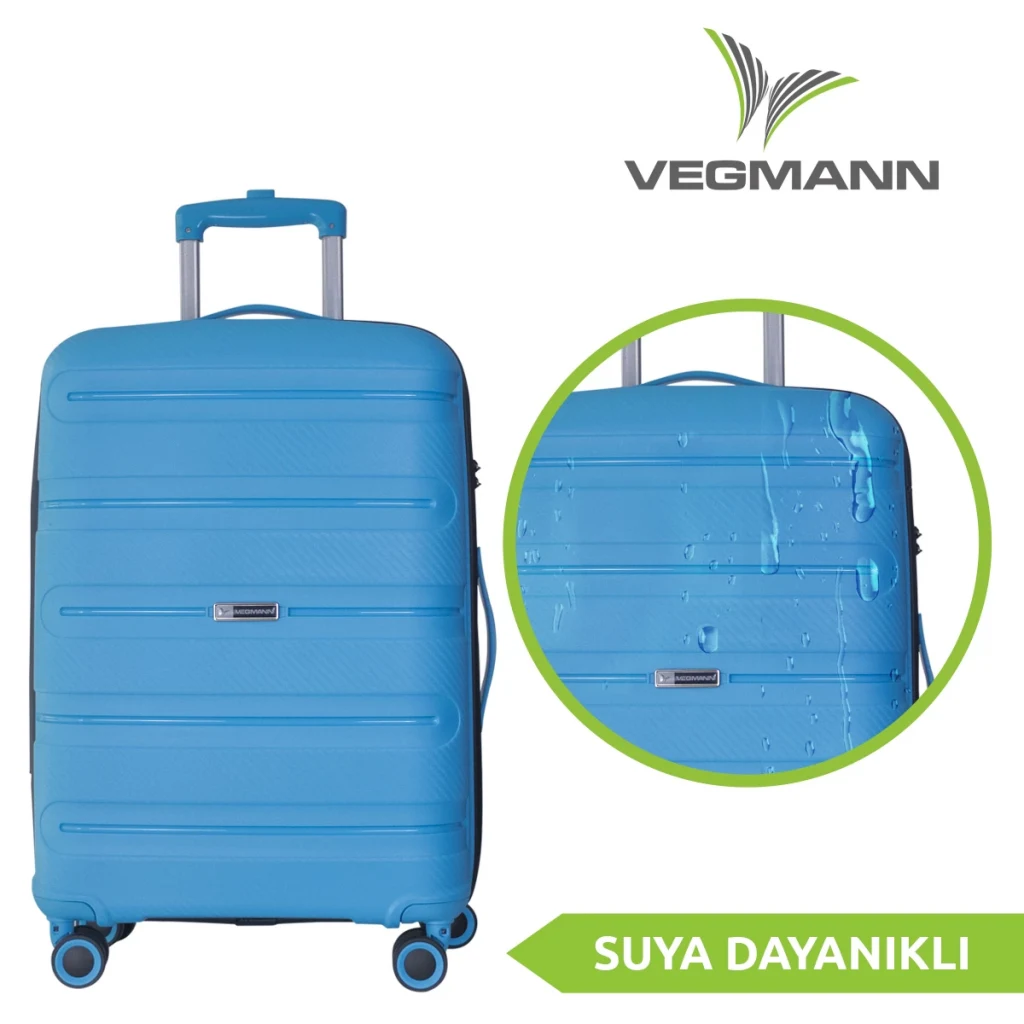 Vegmann Polipropilen (PP) Atlas Mavi Büyük Boy Valiz