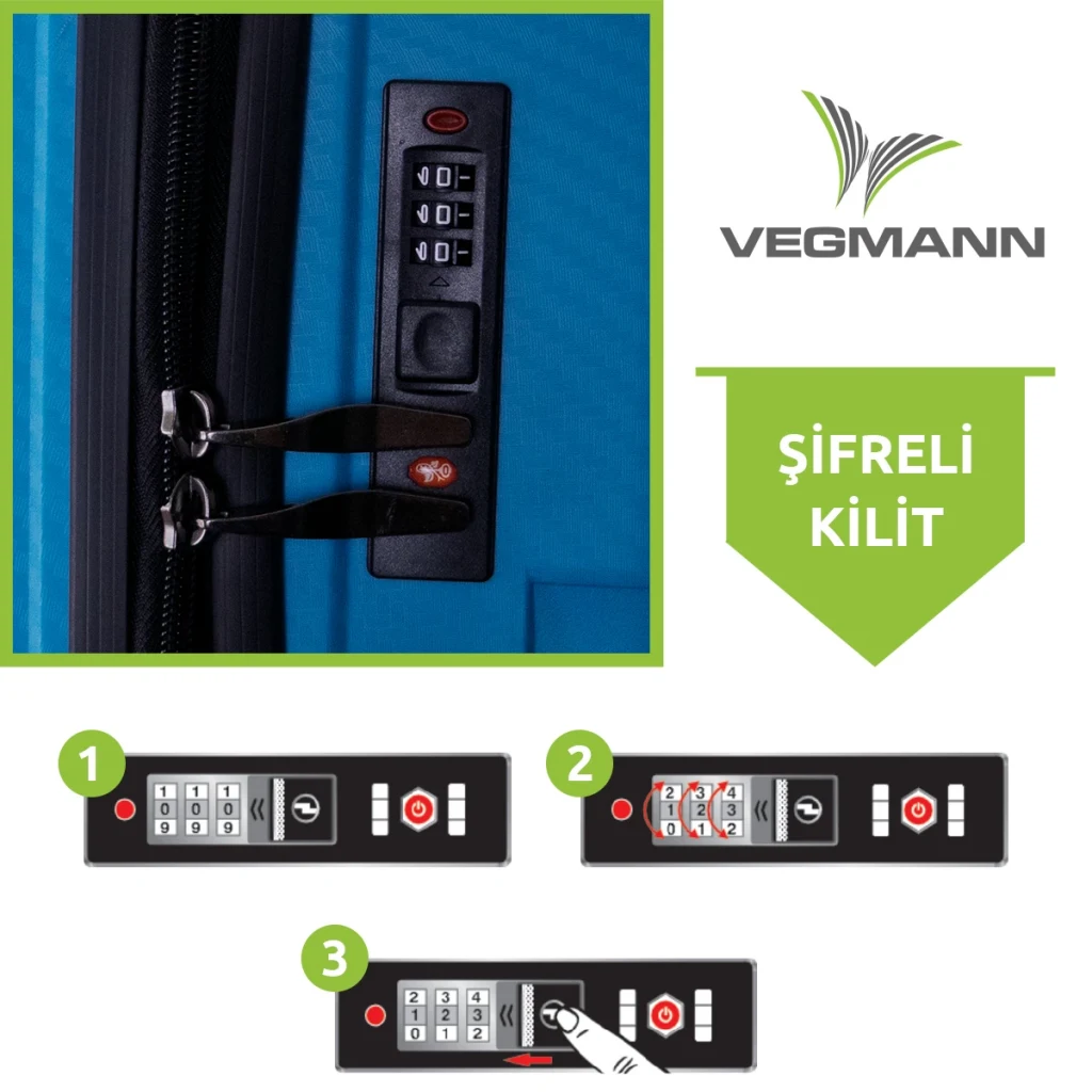 Vegmann Polipropilen (PP) Atlas Mavi Orta Boy Valiz