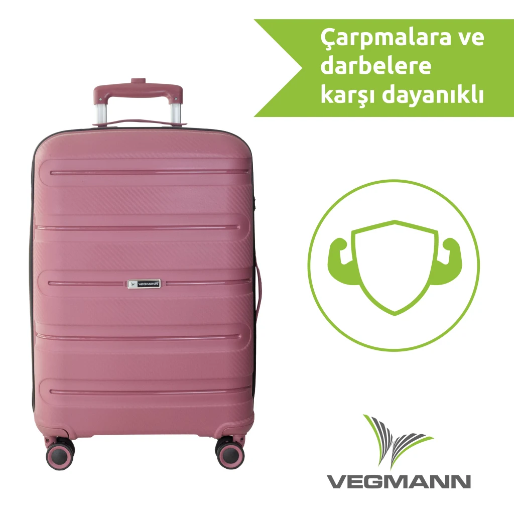 Vegmann Polipropilen (PP) Atlas Mürdüm Büyük Boy Valiz