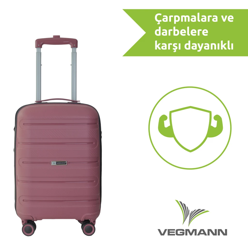 Vegmann Polipropilen (PP) Atlas Mürdüm Kabin Boy Valiz