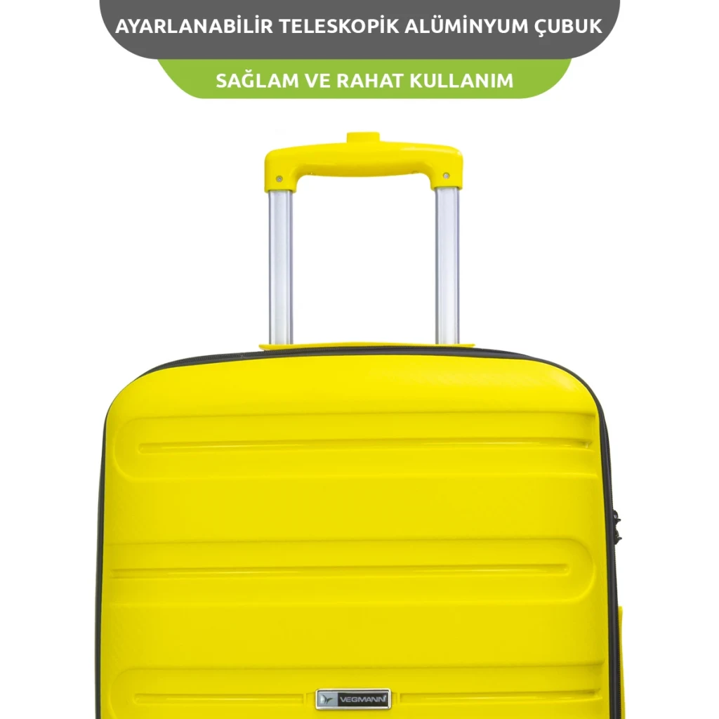 Vegmann Polipropilen (PP) Atlas Sarı 3lü Valiz Seti