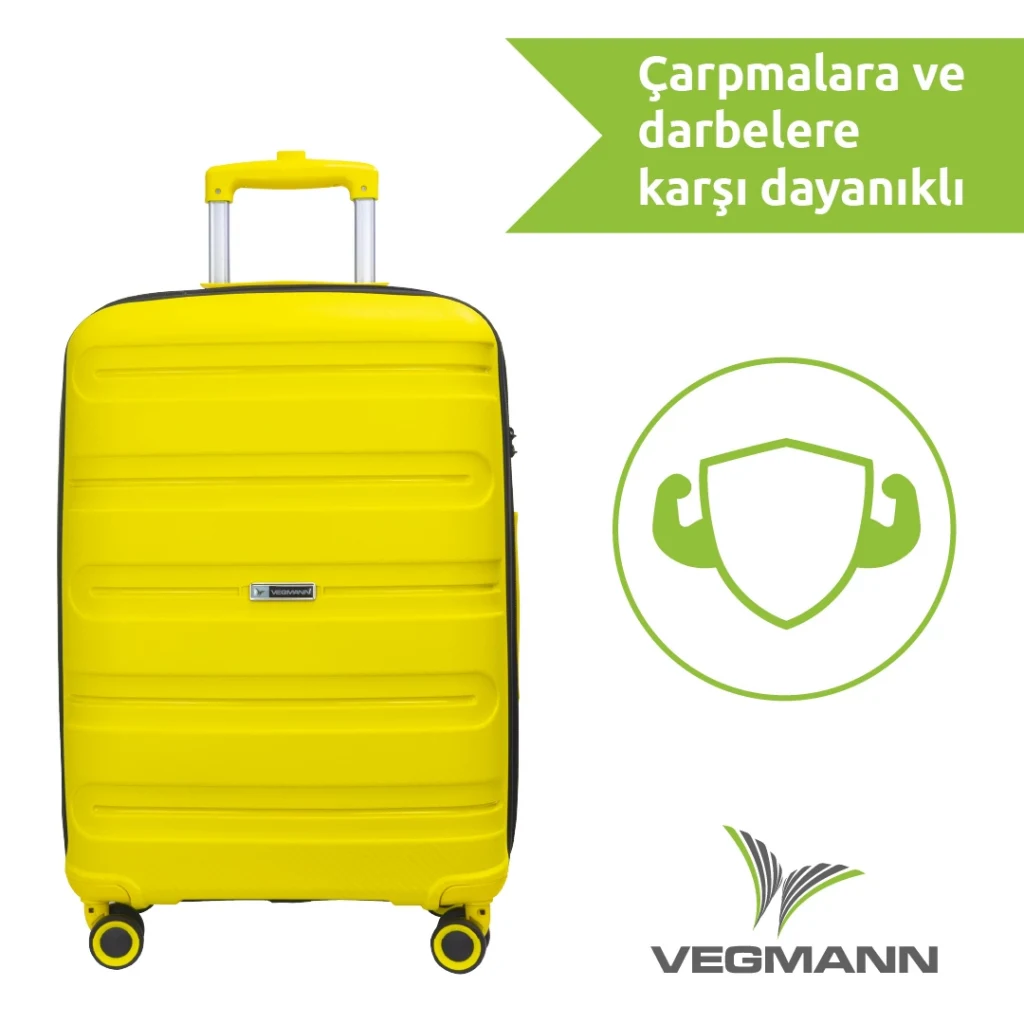 Vegmann Polipropilen (PP) Atlas Sarı 3lü Valiz Seti