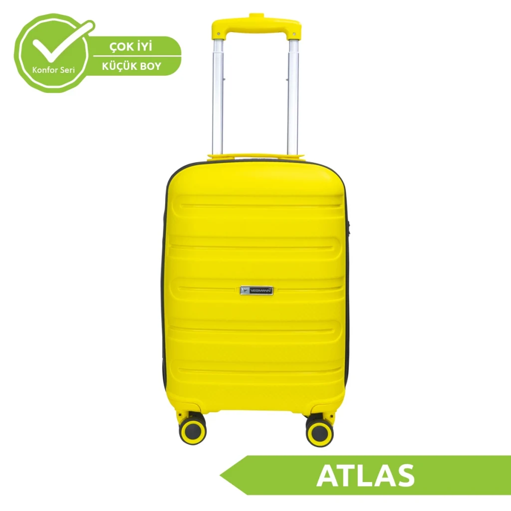 Vegmann Polipropilen (PP) Atlas Sarı Kabin Boy Valiz