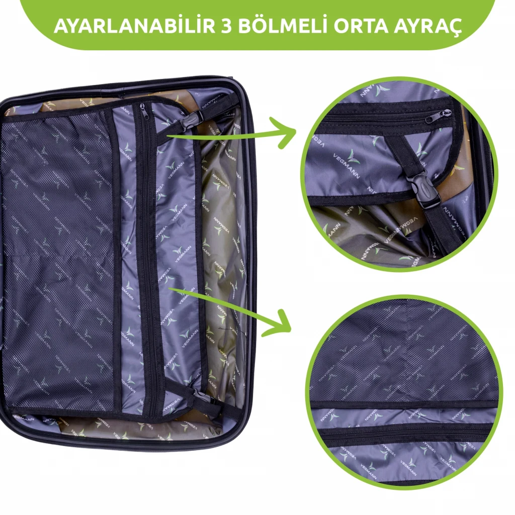 Vegmann Polipropilen (PP) Atlas Siyah Büyük Boy Valiz