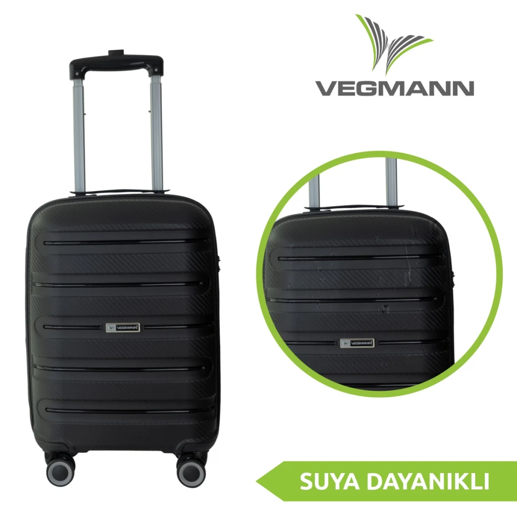 Vegmann Polipropilen (PP) Atlas Siyah Kabin Boy Valiz