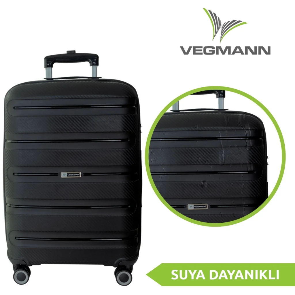 Vegmann Polipropilen (PP) Atlas Siyah Orta Boy Valiz