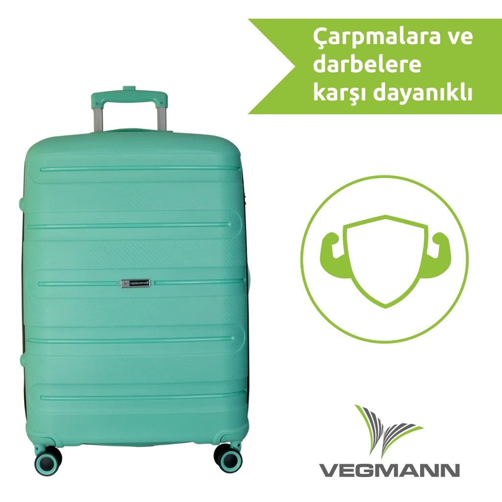 Vegmann Polipropilen (PP) Atlas Su Yeşili Büyük Boy Valiz