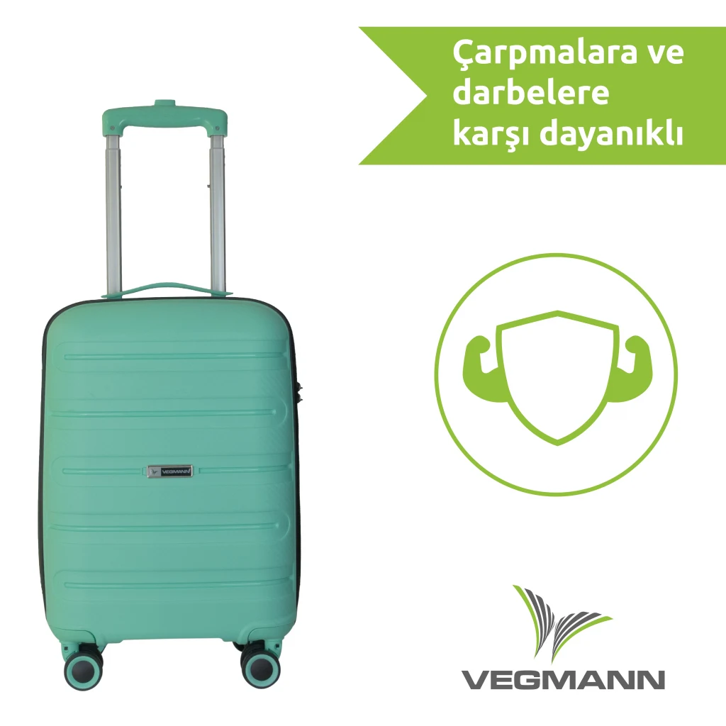 Vegmann Polipropilen (PP) Atlas Su Yeşili Kabin Boy Valiz