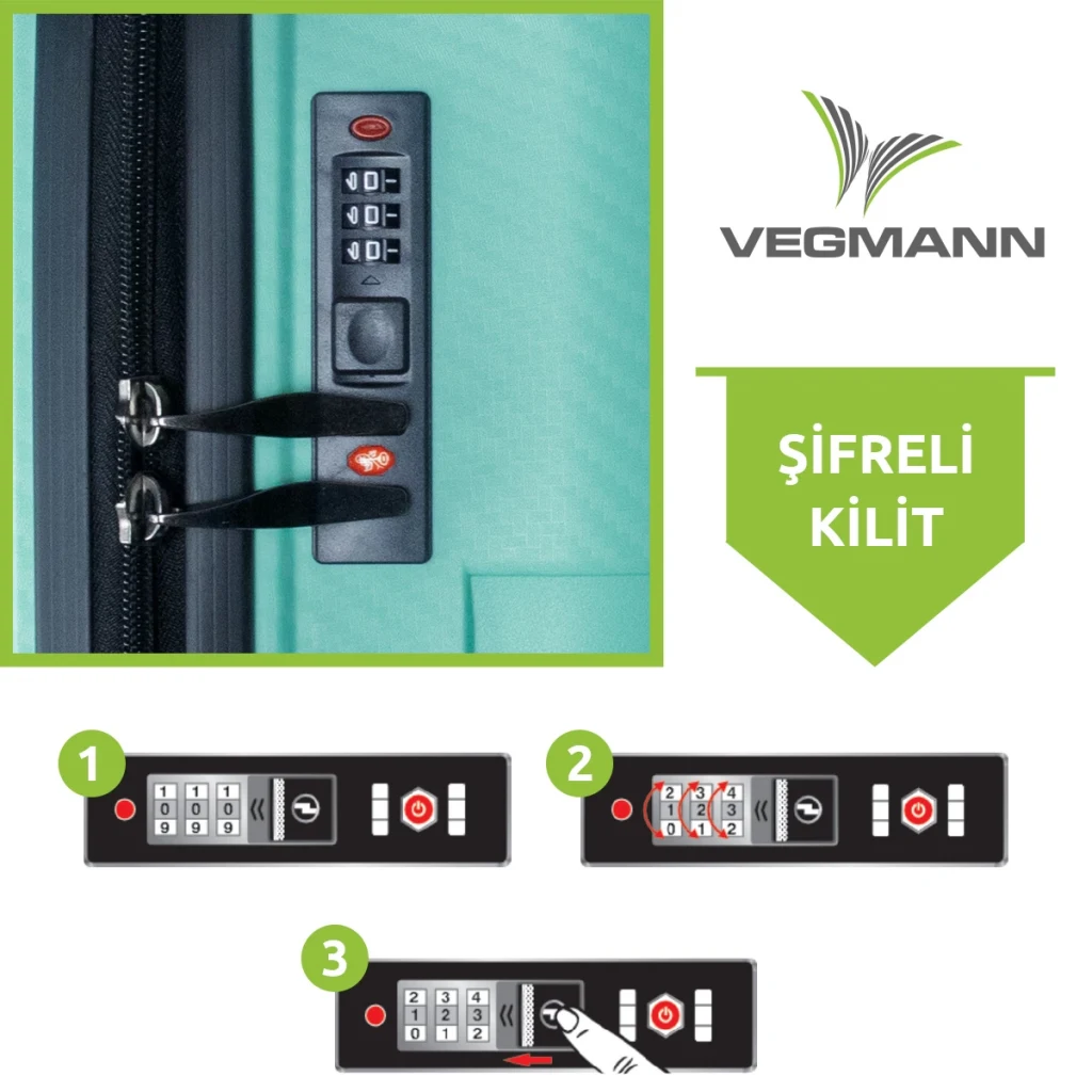 Vegmann Polipropilen (PP) Atlas Su Yeşili Orta Boy Valiz