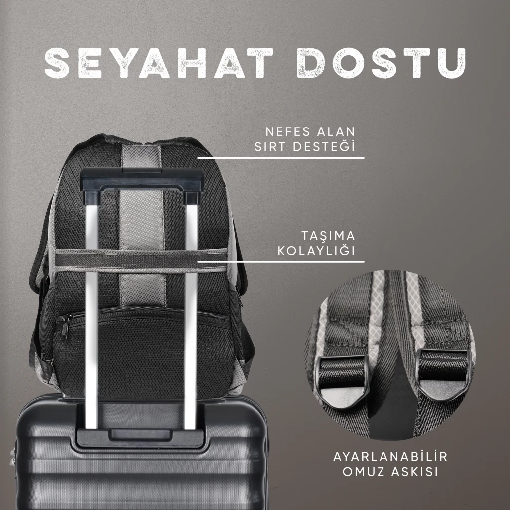 Vegmann Spectra 15,6 inç Uyumlu Gri Laptop Sırt Çantası