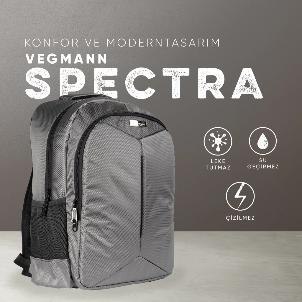 Vegmann Spectra 15,6 inç Uyumlu Gri Laptop Sırt Çantası