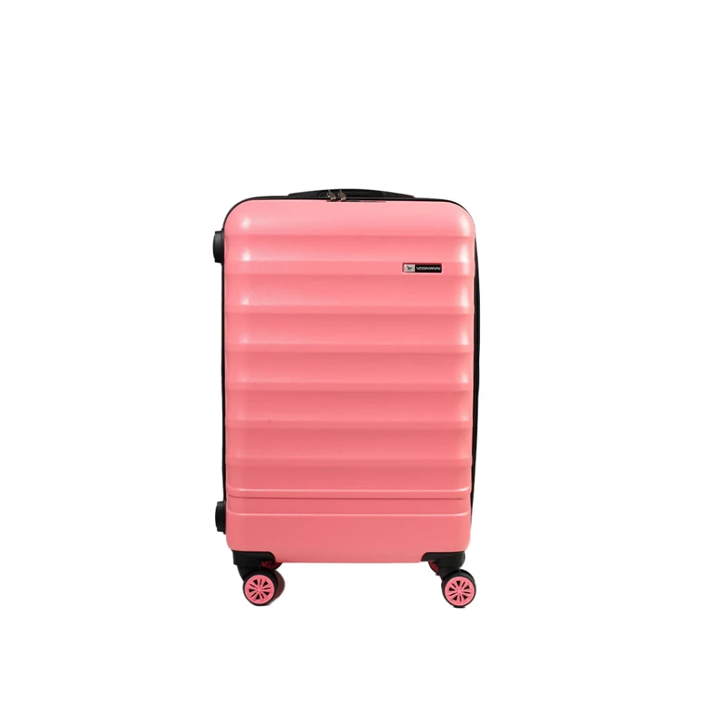 Vegmann Tartılı Scadel Pembe Büyük Boy Valiz