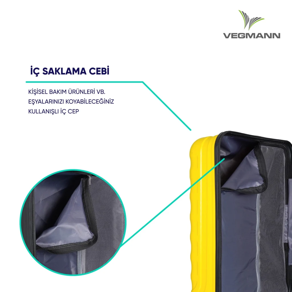 Vegmann Tartılı Scadel Sarı 3 lü Valiz Seti