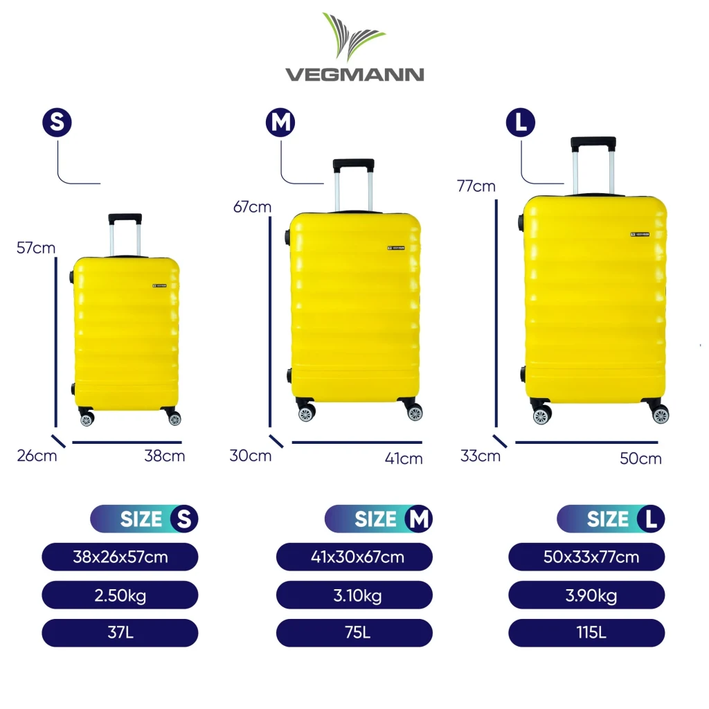 Vegmann Tartılı Scadel Sarı 3 lü Valiz Seti