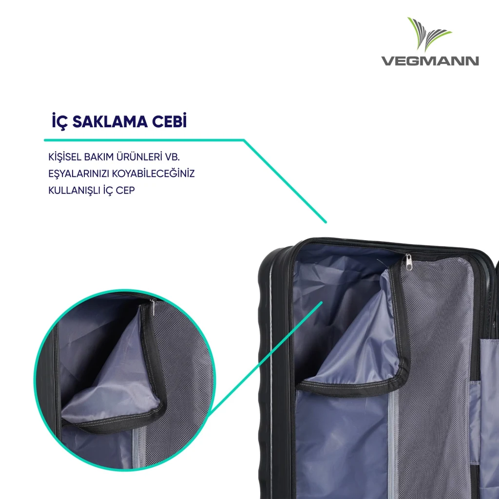 Vegmann Tartılı Scadel Siyah 3 lü Valiz Seti