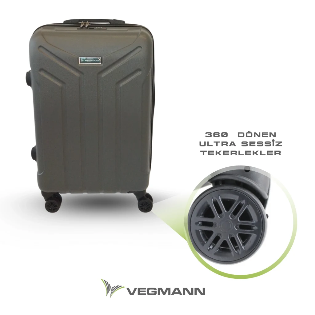 Vegmann Tartılı Scavel Antrasit 3 lü Valiz Seti
