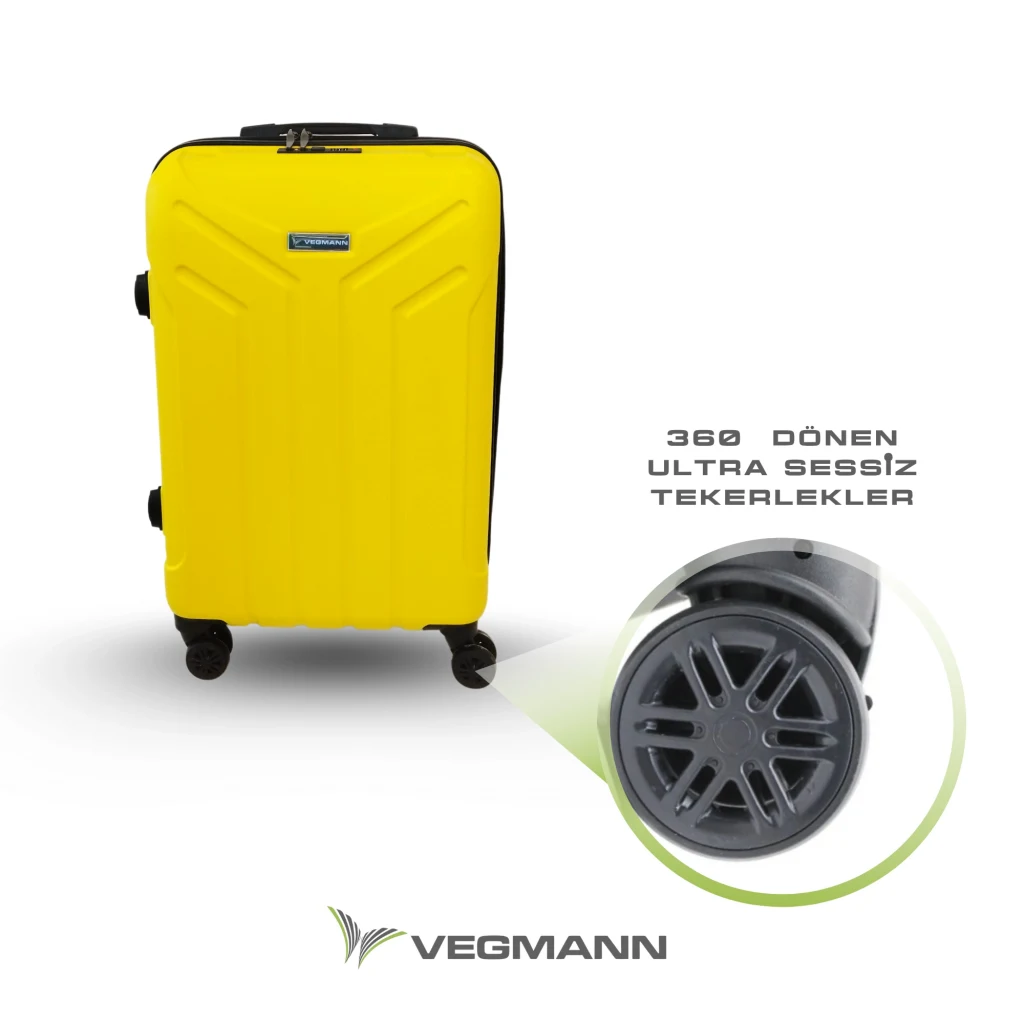 Vegmann Tartılı Scavel Sarı 3 lü Valiz Seti