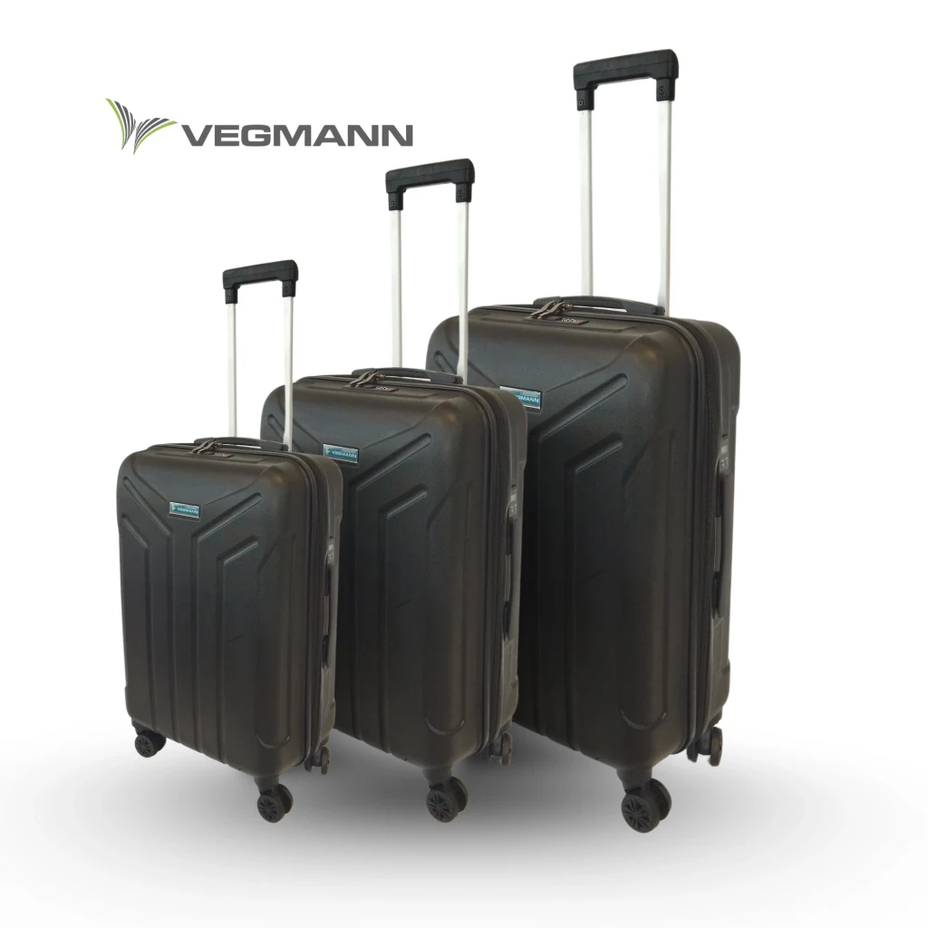Vegmann Tartılı Scavel Siyah 3 lü Valiz Seti