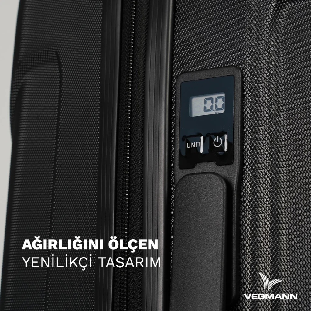 Vegmann Tartılı Scavel Siyah 3 lü Valiz Seti