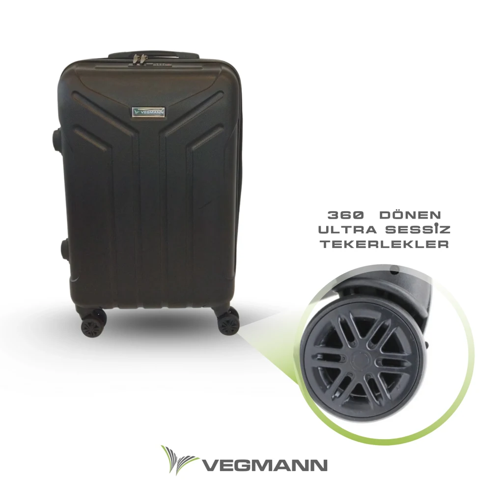 Vegmann Tartılı Scavel Siyah 3 lü Valiz Seti