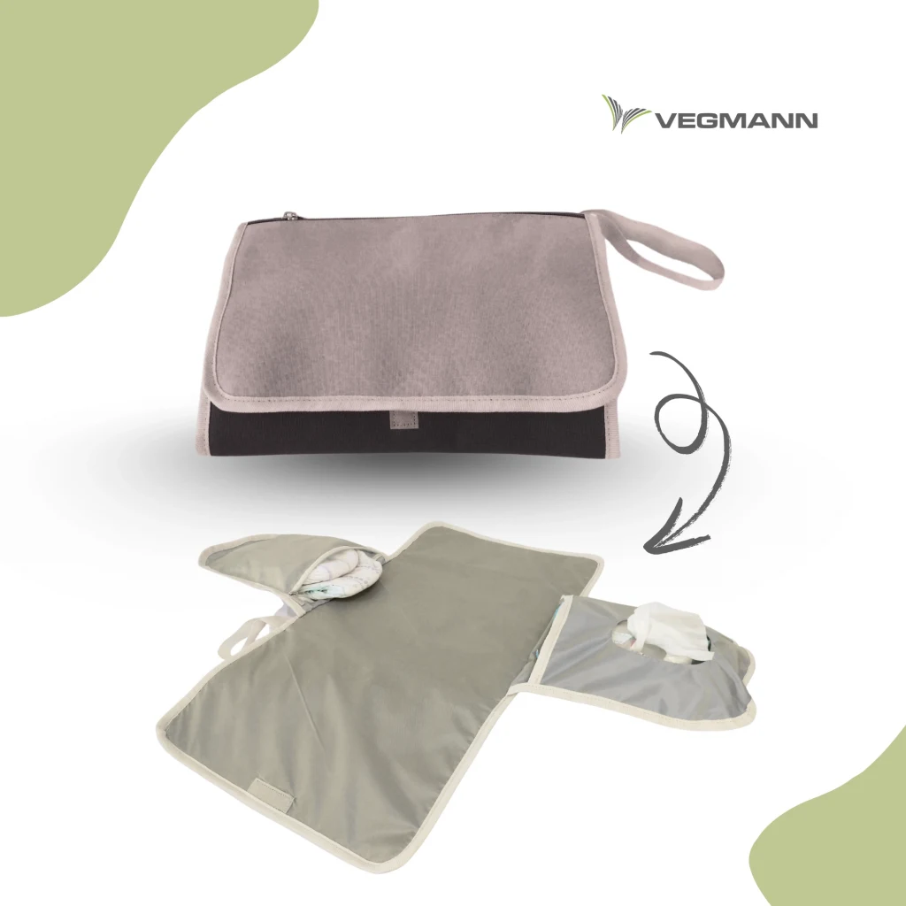 Vegmann Tender Anne Bebek Bakım Sırt Çantası Biberon Termos Gözlü Siyah-Gri