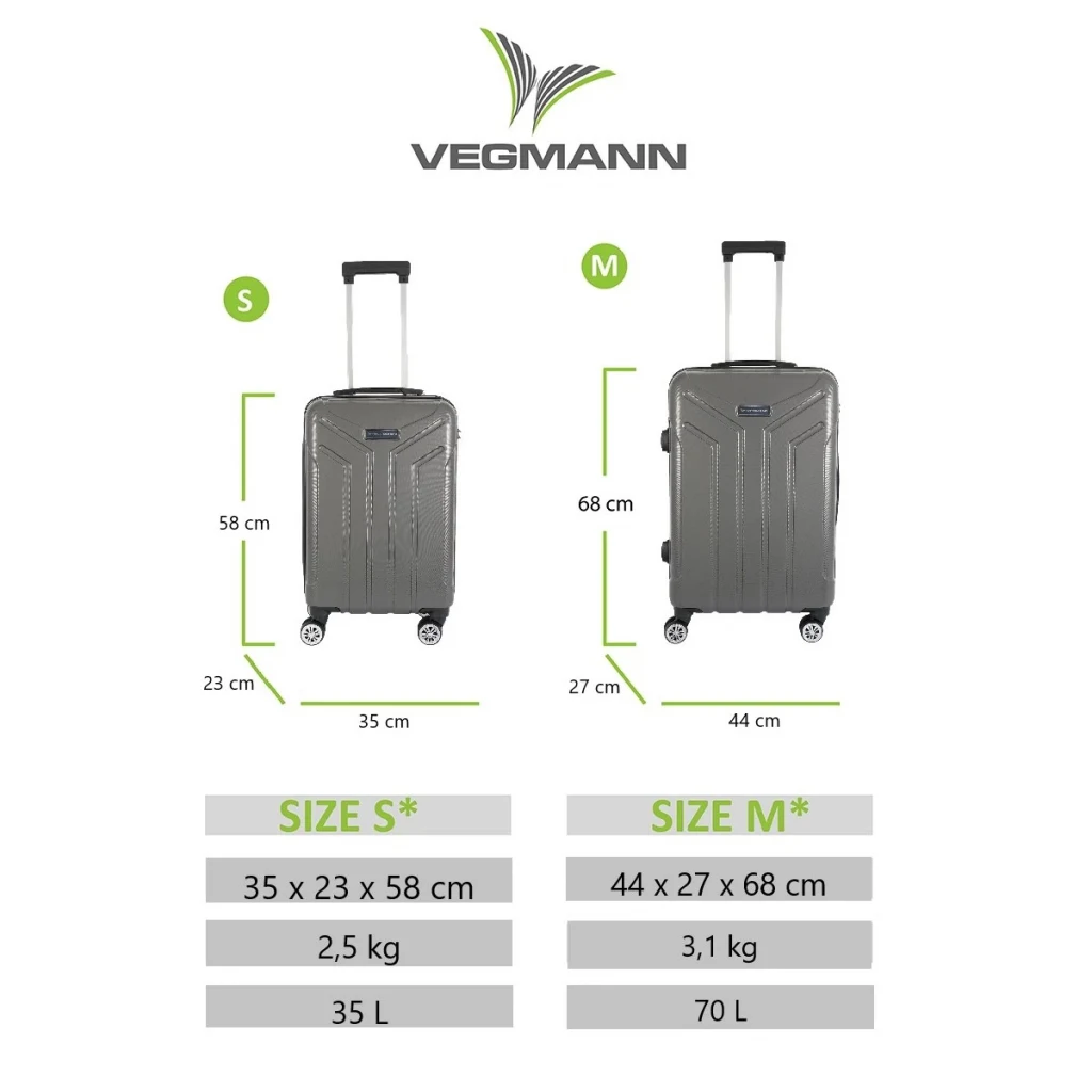 Vegmann Vela Antrasit 2li Valiz Seti Orta Boy ,Kabin Boy