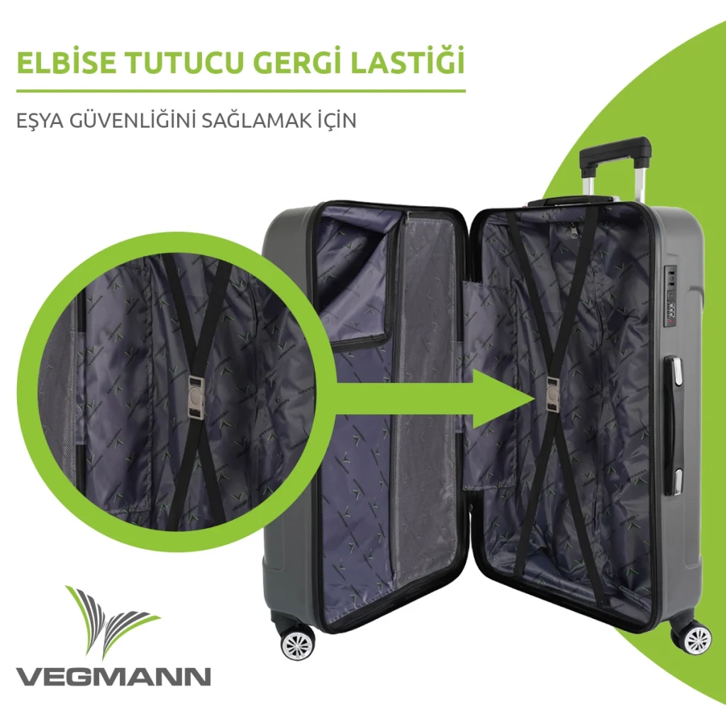 Vegmann Vela Gri 2li Valiz Seti Orta Boy ,Kabin Boy