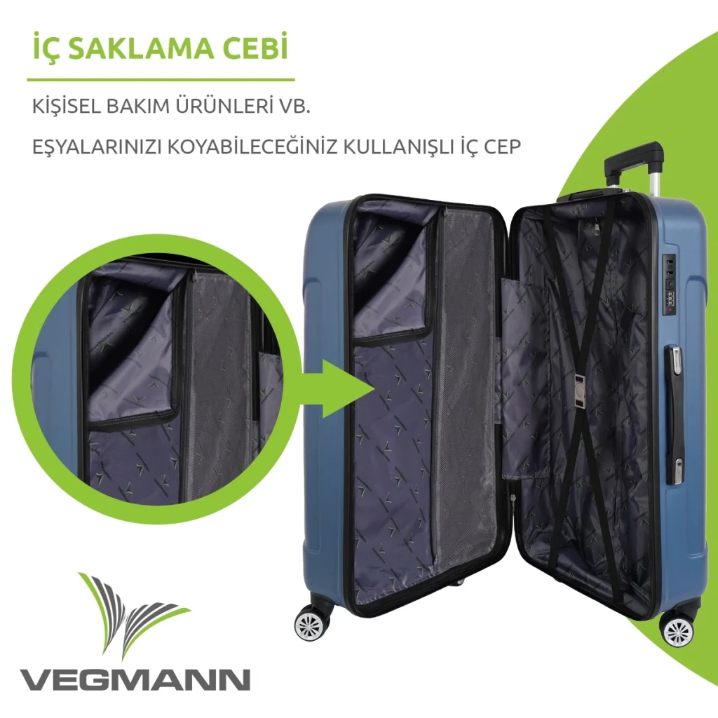 Vegmann Vela Mavi 2li Valiz Seti Orta Boy ,Kabin Boy
