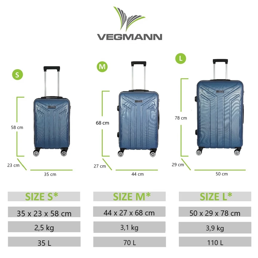 Vegmann Vela Mavi 3lü Valiz Seti