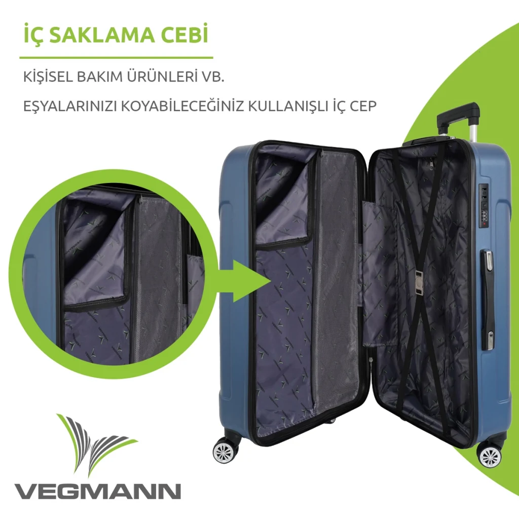 Vegmann Vela Mavi 3lü Valiz Seti