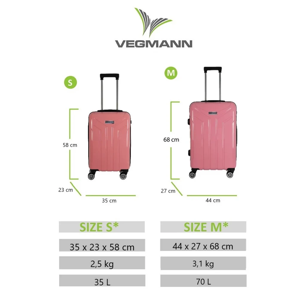 Vegmann Vela Pembe 2li Valiz Seti Orta Boy ,Kabin Boy