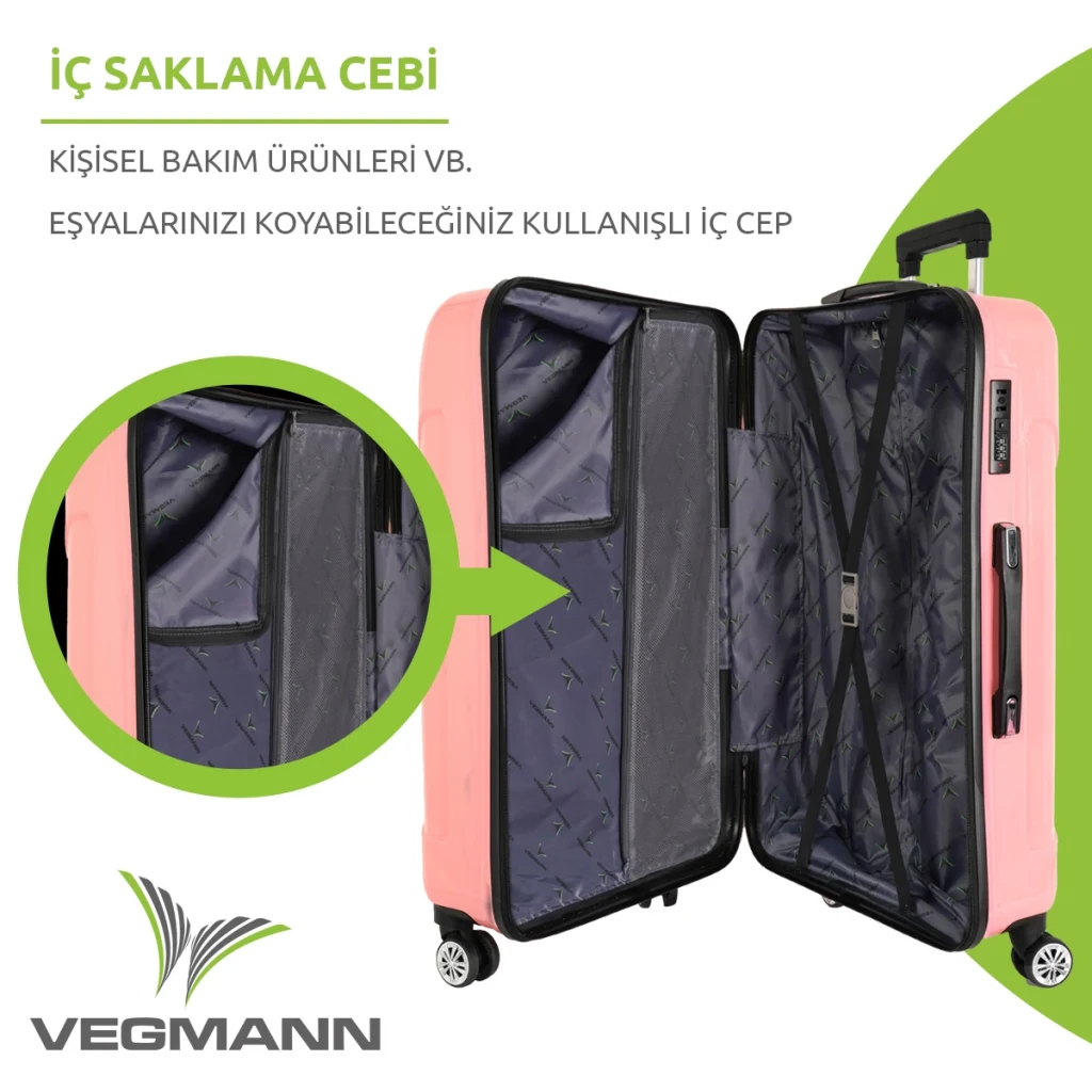 Vegmann Vela Pembe 3lü Valiz Seti