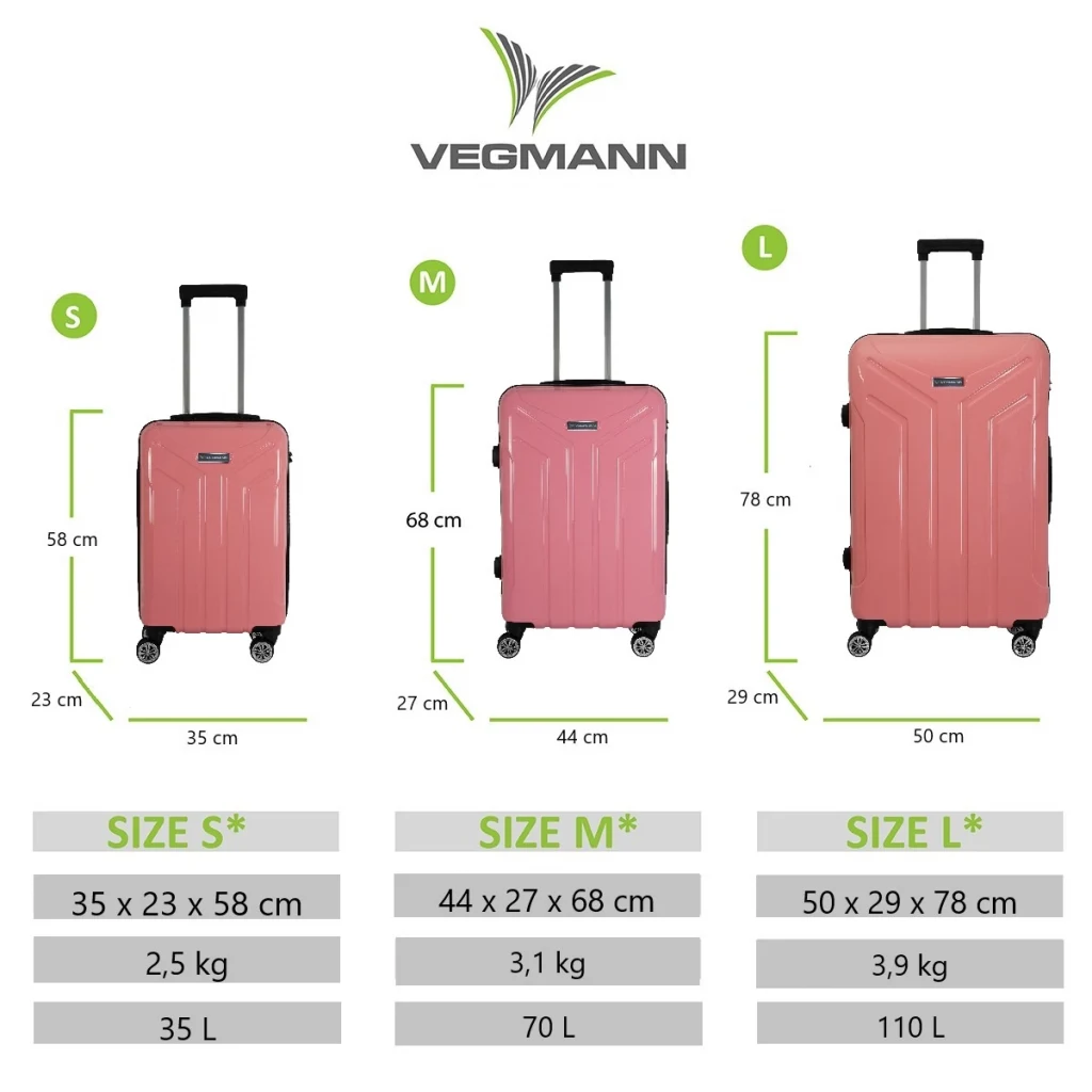 Vegmann Vela Pembe 3lü Valiz Seti