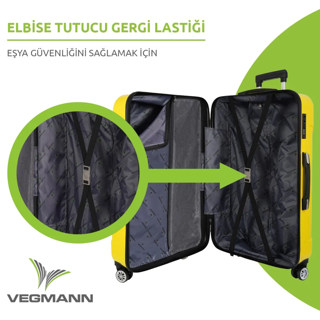 Vegmann Vela Sarı 2li Valiz Seti Orta Boy ,Kabin Boy