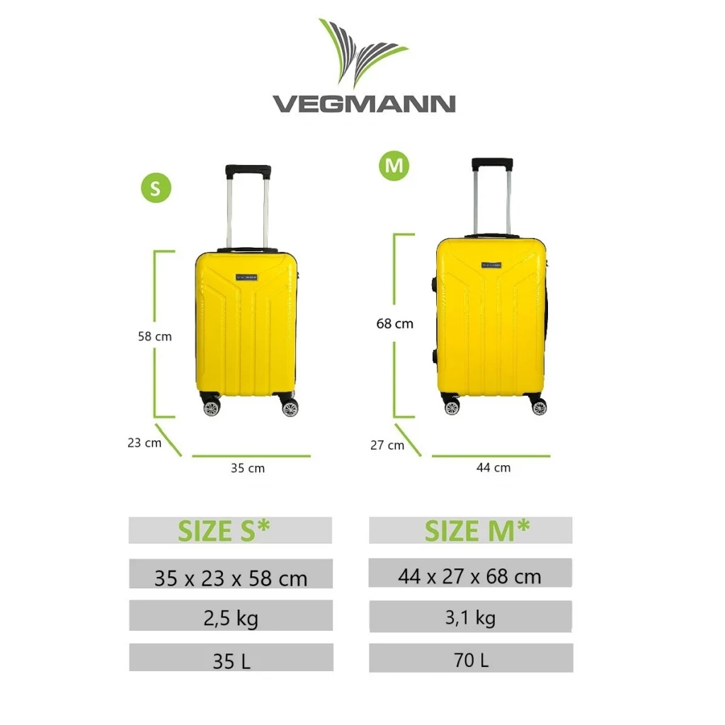Vegmann Vela Sarı 2li Valiz Seti Orta Boy ,Kabin Boy