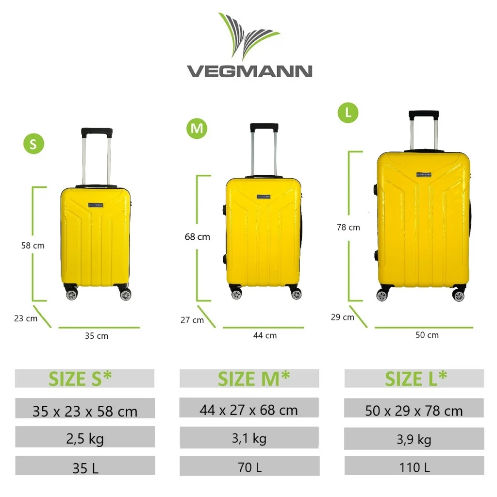Vegmann Vela Sarı 3lü Valiz Seti