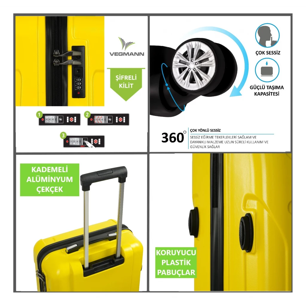 Vegmann Vela Sarı Kabin Boy Valiz