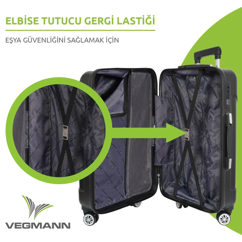 Vegmann Vela Siyah 3lü Valiz Seti