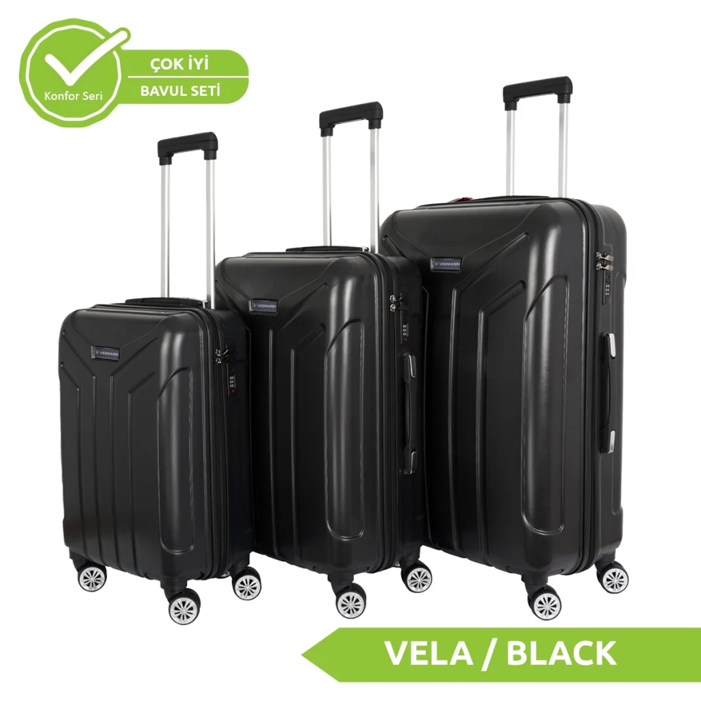 Vegmann Vela Siyah 3lü Valiz Seti