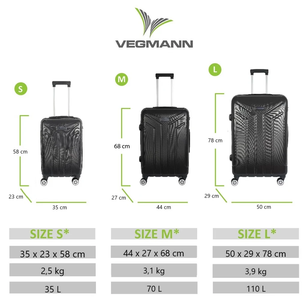 Vegmann Vela Siyah 3lü Valiz Seti